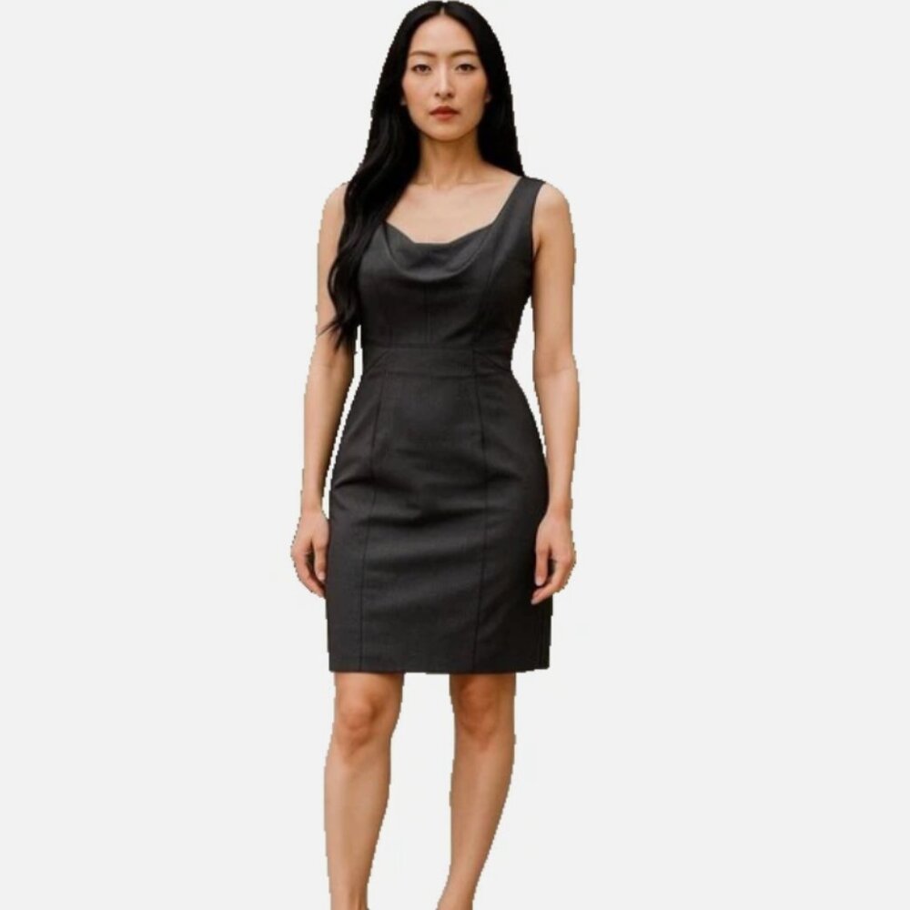 Classiques Entier Sheath Dress Women’s 14 Black Sleeveless Cowl Drape EUC